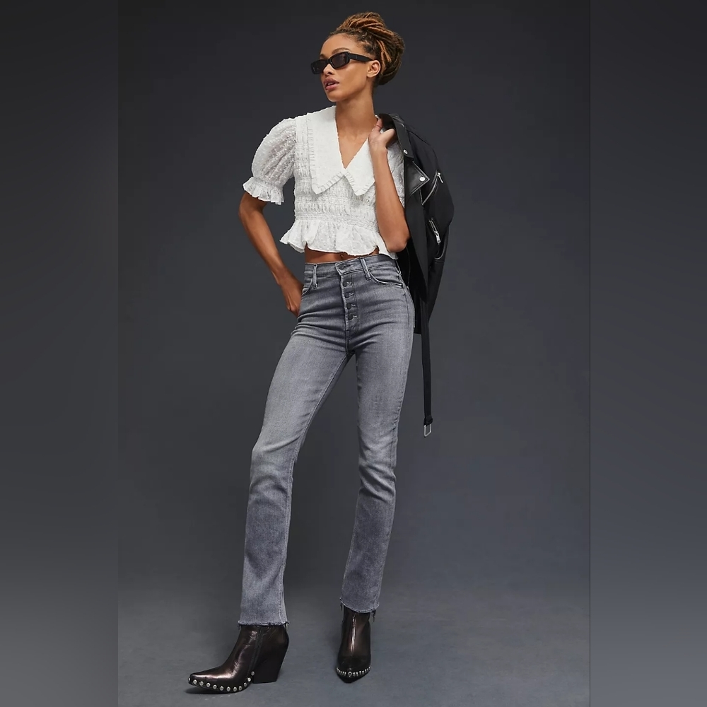 MOTHER The Pixie Dazzler Ankle Fray in Digging Up Dirt Grey Size 27